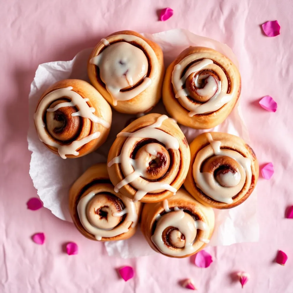Fresh cinnamon buns with icing